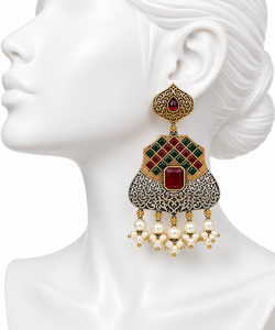 Proveedor Mayorista de Pendientes Colgantes de Plata Oxidada con Flores Bohemias y Ónix Engastado en Bisel para Mujer - Regalo de Boda, Proveedor al por Mayor - Product Image 4