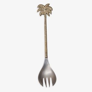 ช้อนส้อมสลัดลายต้นปาล์มสีทองวินเทจ  ทำจากโลหะ พร้อมด้ามจับเกลียว  ดีไซน์เก๋ไก๋สไตล์ชายทะเล  คุณภาพส่งออก - Product Image 1
