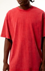 Nouveau design 2026 T-shirt col roulé à manches courtes en coton 100% coupe classique, délavé à l'acide rouge, imprimé dessin animé hip-hop tricoté sur le devant - Product Image 5
