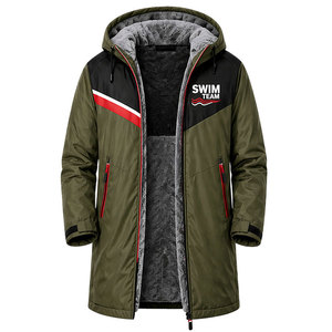 Custom Logo Swim <b>Parka</b> Long <b>Waterproof</b> <b>Jacket</b> Warm Fleece Lining Oversized Hooded Changing Robe for Swimmers Surfing Beach Use - Product Image 2