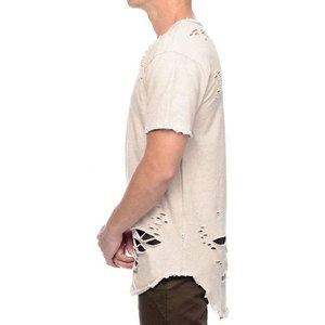 T-shirt déchiré ample et respirant pour homme, style streetwear, 100 % coton léger, très vendu - Product Image 3