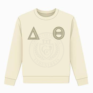 Sudadera de algodón con cuello redondo y forro polar para mujer, colección Sigma Greek de Sorority, con bordado de letras DST y collage, ideal para invierno. - Product Image 1