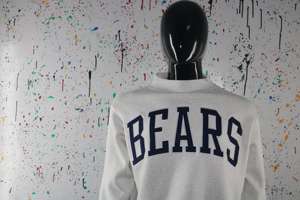 BEARS WHITE <b>Mock</b> <b>Neck</b> Sweatshirt 100% BLACK Applique Embroidery wide <b>neck</b> Sweatshirt Finer Threads - Product Image 3