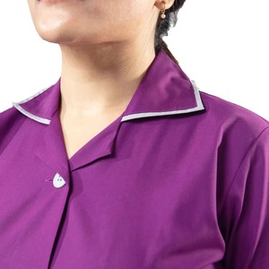 Women's Purple <b>Scrub</b> Set Short Sleeve V-Neck With Pockets Hospital Uniform Woven Cotton Polyester Blend - Product Image 5
