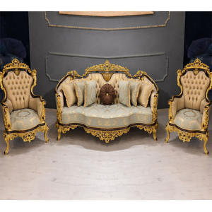 ชุดห้องนั่งเล่นสไตล์วิคตอเรียนแกะสลักอย่างหรูหรา ชุดเฟอร์นิเจอร์ห้องรับแขกไม้สักสไตล์ราชวงศ์ ชุดโซฟาห้าที่นั่งสุดหรู สหรัฐอเมริกา - Product Image 1