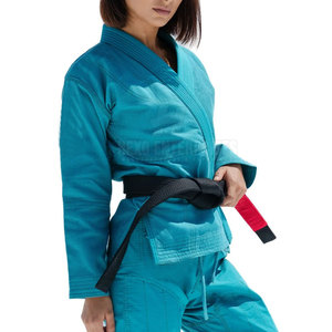 <b>Men's</b> Teal BJJ <b>Kimono</b> Regular Fit Polyester 160g Breathable Durable Jiu Jitsu Gi Plain Dyed Adult Combat Sports Apparel SPORTS - Product Image 4