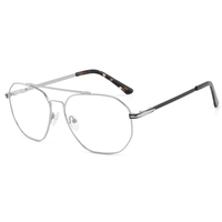 Montures optiques carrées géométriques en métal pour hommes, lunettes à double pont, fournisseur en gros avec options de personnalisation de marque
