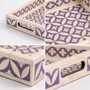 Plateau de service rectangulaire fait main en nacre, motif floral, vente en gros, personnalisable OEM ODM DECORYUG - Product Image 2
