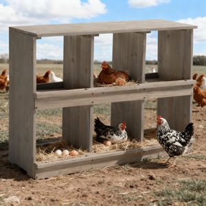 Nidi per Galline Tipo H in Legno con 6 Scomparti per Deposizione Uova, per Galline, Polli e Anatre, Grigio, Nuovo - Product Image 6
