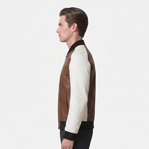 <b>Men</b> <b>Leather</b> Bomber <b>Jacket</b> with Zipper <b>Men's</b> <b>Leather</b> <b>Jacket</b> Custom Made <b>Men</b> Side Pockets <b>Leather</b> Bomber <b>Jackets</b> - Product Image 3