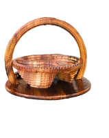 Keranjang Buah Kering dari Kayu Organik Buatan Tangan dengan Desain Bunga Terukir, Logo Kustom, Nampan Sajian Dapur Berkelanjutan untuk Kacang-kacangan
