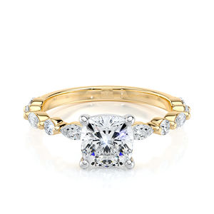 Anillo de Compromiso de Oro Blanco de 10K con Diamante Cultivado en Laboratorio con Corte Cojín Certificado por IGI de 1.5 CT, Piedras Laterales Marquise, Regalo para Fiesta o Boda - Product Image 4