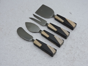 Stainless Steel Cheese Utensil Set 4 Piece Wooden Handle Serving Tools Hand Wash Only - Product Image 4