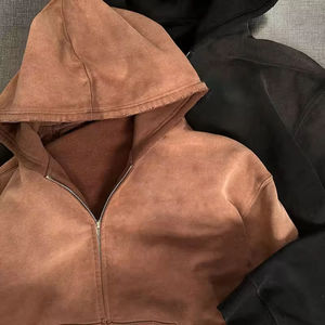 Sweat-shirt à capuche délavé effet soleil, coupe ample, logo personnalisé, en coton, style streetwear - Product Image 5