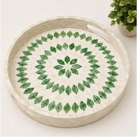Plateau de service moderne écologique en nacre incrustée, plateau décoratif de luxe pour table basse