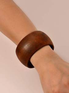 SOFIYA CRAFT Juego de Brazaletes de Madera Natural para Mujer, Redondos, Pulidos, con Grano Marrón, Lisos, Clásicos, Regalo de Joyería Católica - Product Image 5