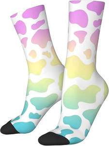 Chaussettes de sublimation style décontracté blanches avec accents roses, jaunes, verts et bleus – Vente en gros de chaussettes mi-mollet en laine/acrylique pour hommes – Qualité supérieure - Product Image 5