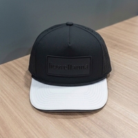 Casquette de golf personnalisée à 5 panneaux, structurée, visière pré-courbée, perforations découpées au laser, broderie tissée, impression en relief, OEM ODM, faible MOQ