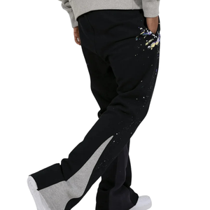Custom <b>Mens</b> Contrast Panel <b>Trousers</b> Slim Fit <b>Drawstring</b> Waist Cuffed Streetwear Jogger Pants Apparel Factory Wholesale Suppliers - Product Image 4