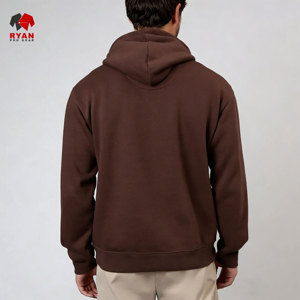 เสื้อฮู้ดดี้สตรีทแวร์แบบเรียบ ผ้าฝ้าย 100% คุณภาพสูง หนานุ่ม สำหรับผู้ชาย ออกแบบ ODM - Product Image 3