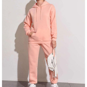 Ensemble de survêtement rose à capuche pour femme, manches longues, couleur unie, décontracté, sweat-shirt et pantalon amples, respirant, pour l'automne - Product Image 2