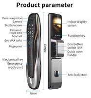 Serrure de porte intelligente biométrique à empreintes digitales, WiFi, mot de passe numérique, carte, entrée sans clé, interphone vidéo, pour maison résidentielle