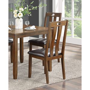 Transitional Style 5pc Dining Set <b>Brown</b> Finish Wooden <b>Table</b> & 4 Side Chairs with Upholstered Seats Kitchen Furniture - Product Image 2