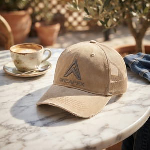 Gorra de béisbol ajustable de malla Custom One Apex con efecto desgastado, logotipo bordado, algodón lavado, unisex, estilo urbano - Product Image 4