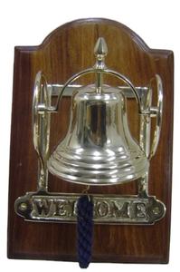 Decoración de escritorio de negocios con diseño de metal de latón brillante Impreso personalizado Escritorio de oficina interior Vajilla Campana - Product Image 3