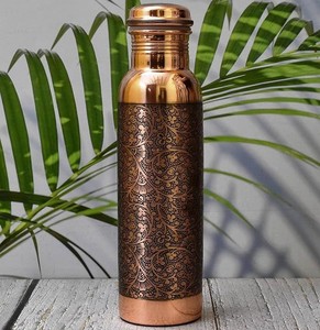 Handmade Pure Copper Drinking <b>Bottle</b> 1L Leak Proof Ayurveda Health Benefits Water Storage Eco Friendly Reusable Travel <b>Flask</b> - Product Image 5
