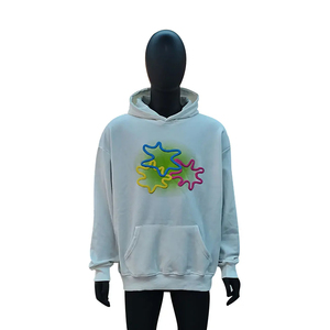 เสื้อฮู้ดดี้ทรงโอเวอร์ไซส์แบบย้อมสีเอซิด สั่งทำขายส่ง ปักลายแบบดิสเทรส ผ้าฝ้าย 100% เสื้อฮู้ดดี้พื้นฐานแบบย้อมสีเอซิด - Product Image 1