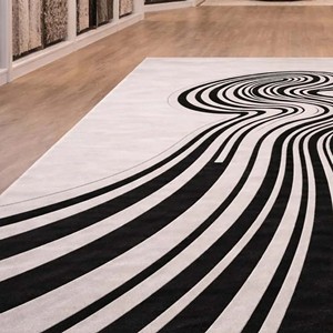 Modern Abstract Black White Area Rug Luxury Wave Design Hand Tufted Carpet Large Bedroom Living Room Soft Decorative <b>Floor</b> Rug - Product Image 5