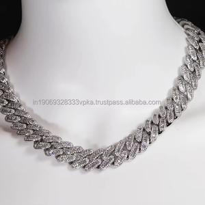 Chaîne cubaine pour homme en moissanite taille baguette, entièrement sertie, plaquée rhodium, style Hip Hop, cadeau de mariage, pour collier en argent - Product Image 2