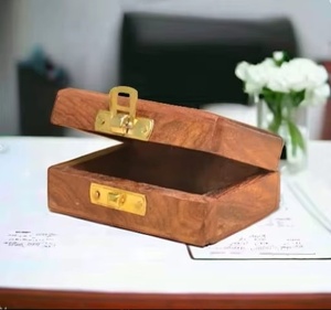 Boîtes en bambou naturel de qualité supérieure, avec couvercle à charnières et fermoir doré, pour bijoux et petits objets - Product Image 5