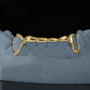 Grillz ouvert en or jaune 14 carats |   Grillz personnalisés à cadre creux - Product Image 1