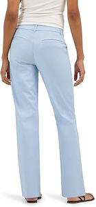 Stack <b>Flare</b> Mid Waist Plain Straight Women's Casual Simple Customized Breathable 100% Cotton Canvas Lightweight Belt Dress Pants - Product Image 3