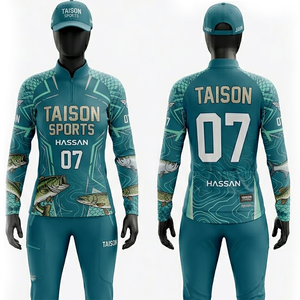 เสื้อเจอร์ซีย์ตกปลาผู้หญิง พรีเมียม 160 GSM โพลีเอสเตอร์ผสมสแปนเด็กซ์ ระบายอากาศ แห้งเร็ว สีเขียวอมฟ้า ลายกราฟิกปลา  โลโก้แบบซับลิเมชั่นสั่งทำได้ - Product Image 6