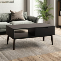 Table basse en bois massif de style européen moderne OEM ODM avec rangement pour le salon, facile à nettoyer, garantie 1 an