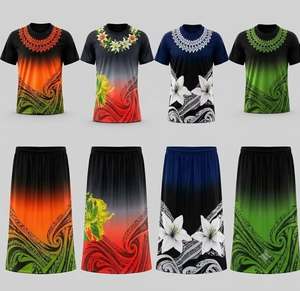 Robe longue personnalisée à imprimé floral style ethnique des îles d'Asie-Pacifique, sans manches, épaules dénudées, pour adulte, collection Lockdown - Product Image 1