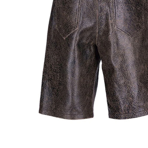 Shorts en cuir de vachette de qualité supérieure pour hommes, vêtements décontractés à la mode, doublure douce, service de fabrication sur mesure - Product Image 5