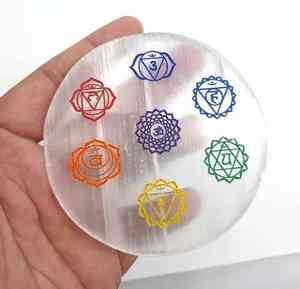 Placas de Selenita Pulida Grabada con Símbolos de Geometría Sagrada, Reiki, Sanación, Equilibrio de Chakras, Venta Caliente - Product Image 2