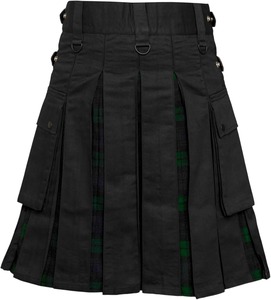 Men's Wool Kilt Solid <b>Black</b> <b>Pleated</b> Traditional Scottish <b>Skirt</b> Regular Fit Adult Size In-Stock - Product Image 5