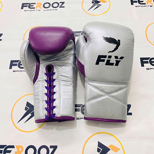 Gants de boxe d'entraînement en cuir de vachette véritable, équipement de sparring, bleu ciel et argent, combo bicolore, rembourrage durable - Product Image 5