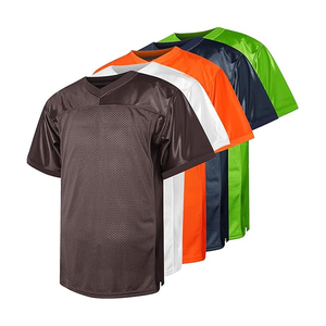Camisetas de Fútbol Americano Sublimadas con Logotipo Bordado Personalizado, de Poliéster, Malla Regular, Cortas, Transpirables y Antibacterianas - Product Image 1