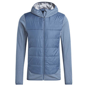 Veste à capuche hybride zippée slim fit pour homme, idéale pour l'automne, avec rembourrage en duvet sur le devant et manches en polaire rembourrées à l'arrière. - Product Image 1