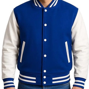 Vestes universitaires personnalisées en gros avec manches en cuir, veste respirante en polyester pour homme, veste universitaire unie vierge - Product Image 1