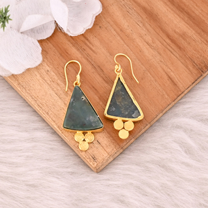 ต่างหูห้อยประดับพลอยอาเกตสีทองเหลืองชุบทอง สำหรับผู้ผลิตเครื่องประดับแฟชั่นแบบสั่งทำ - Product Image 4