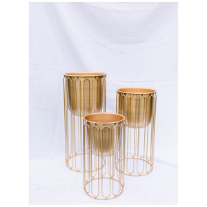 Luxury Handmade Small Gold Finish Iron Planter Modern Indoor <b>Plant</b> Holder Hanging <b>Baskets</b> & Accessories <b>for</b> Contemporary Spaces - Product Image 1