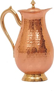 Pure Copper Water <b>Jug</b> with Lid & Handle | Handcrafted Hammered Pitcher for <b>Drinking</b> Water | Ayurvedic Copper <b>Jug</b> for Home - Product Image 3