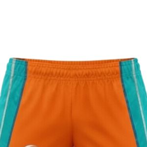Shorts de netball unisexe orange turquoise sublimés en polyester, uniforme sportif léger, vêtements de sport avec panneaux latéraux pour l'entraînement - Product Image 5